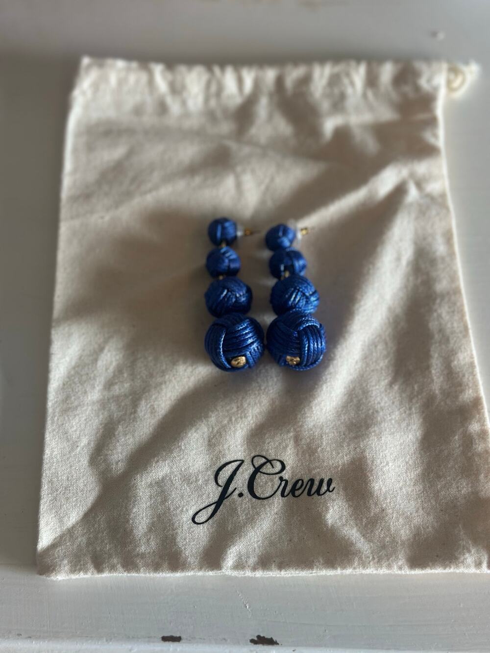 J.Crew Love Knot Earrings – Indigo Blue